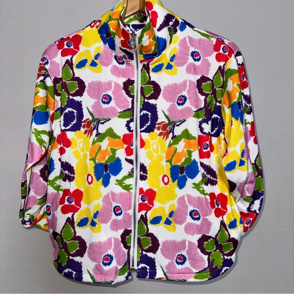 Trisha Tyler Floral Multicolor Women's Jacket Art to Wear Shirt Pockets M